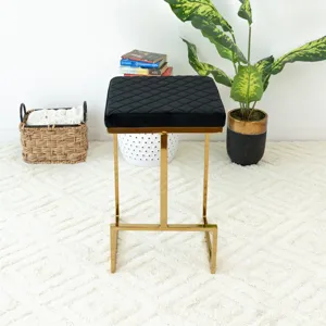 Joel - Mid Century Modern Luxury Upholstered Stool - Black