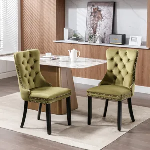 Nikki - Modern, High-End Tufted Solid Wood Contemporary Velvet Upholstered Dining Chair With Wood Le