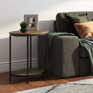 Jenna - Round Side Table - Warm Grey