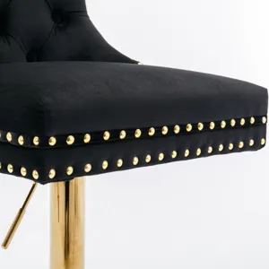 Thick Golden Swivel Velvet Barstools Adjusatble Seat Height From 27-35\", Modern Upholstered Bar Sto