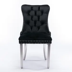 Nikki - Modern, High-End Tufted Solid Wood Contemporary Velvet Upholstered Dining Chair With Chrome 