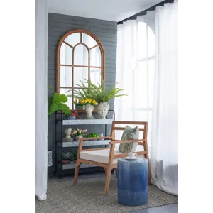 Large Arched Accent Mirror With Frame With Decorative Window Look Classic Architecture Style Solid F