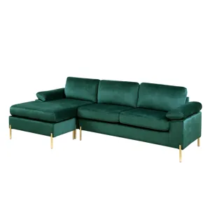 Shannon - Velvet Sectional Sofa With Chaise - Green