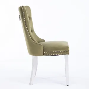 Nikki - Modern, High-End Tufted Solid Wood Contemporary Velvet Upholstered Dining Chair With Chrome 