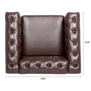 1 Seater Sofa For Living Room - Brown PU