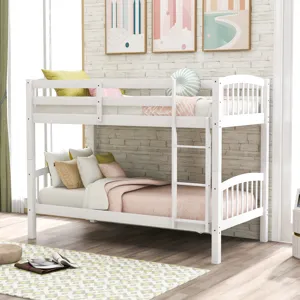 80.51\" Twin Over Twin Bunk Bed With Ladder - White