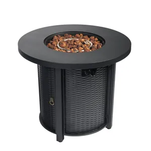 30\" Propane Round Fire Table 40000Btu Propane Fire Pit Table - Black