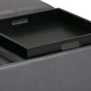 Avalon - Square Coffee Table Storage Ottoman - Stone Grey