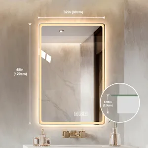 48\" Bathroom Mirror With LED Lights Front And Backlit, Anti-Fog Lighted Vanity Mirrors For Wall Mou