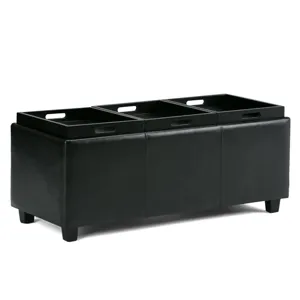 Avalon - Storage Ottoman - Midnight Black