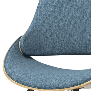 Malden - Bentwood Dining Chair with Wood Back - Denim Blue / Light Brown