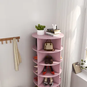360 Rotating Shoe Cabinet 6 Layers - Pink