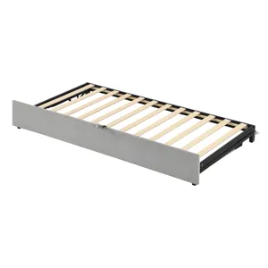 Twin Size Upholstered Daybed With Pop Up Trundle - Gray