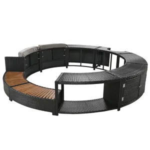 Spa Surround Spa Frame Patio Rattan Sofa Set With Storage Spaces, Mini Sofa And Comfortable Cushion 