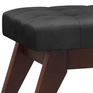 Draper - Mid Century Tufted Ottoman Bench - Distressed Black