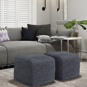 Fredrik - Square Pouf - Dark Blue