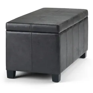 Dover - Storage Ottoman Bench - Distressed Black