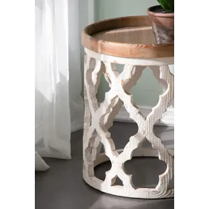 Large Distressed Side Table - White