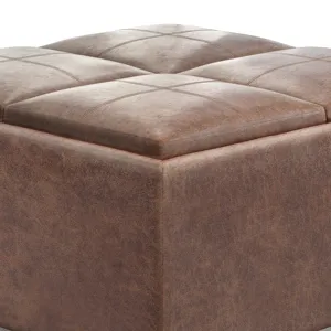 Avalon - Square Coffee Table Storage Ottoman - Distressed Umber Brown