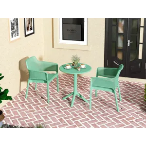 3 Piece Plastic Arm Chair Bistro Grs Premium Ocean Plastic - Green