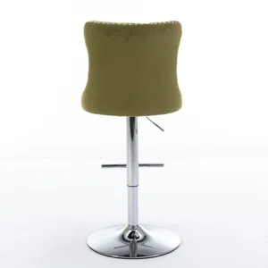 Swivel Velvet Barstools Adjusatble Seat Height From 25-33\", Modern Upholstered Chrome Base Bar Stoo
