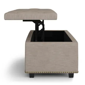Hamilton - Lift Top Rectangular Storage Ottoman - Natural