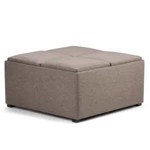 Avalon - Square Coffee Table Storage Ottoman - Fawn Brown