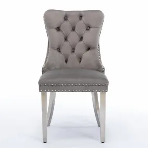 Nikki - Modern, High-End Tufted Solid Wood Contemporary Velvet Upholstered Dining Chair With Chrome 