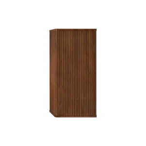Striped Walnut Bathroom Floating Side Cabinet, Wall-Mounted Storage Cabinet For Small Spaces - Walnu
