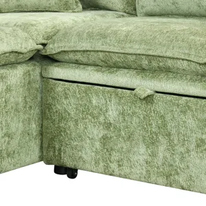 Convertible Sofa Bed Sectional Sofa Sleeper L-Shaped Sofa With A Storage Ottoman, Two Pillows, Two P