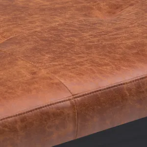 Lacey - Tufted Ottoman Bench - Distressed Saddle Brown