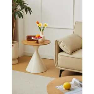 Round Coffee Table - Brown / White