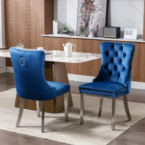 Nikki - Modern, High-End Tufted Solid Wood Contemporary Velvet Upholstered Dining Chair With Chrome 