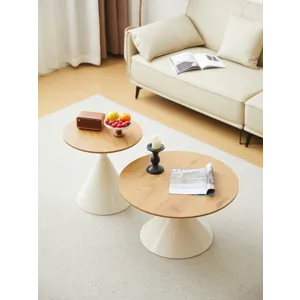 Round Coffee Table - Brown / White