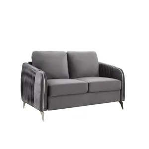 Hathaway - Velvet Modern Chic Loveseat Couch - Gray