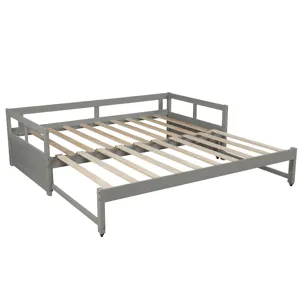 Extending Daybed With Trundle, Wooden Daybed With Trundle - Gray