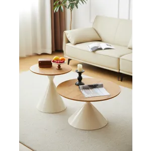 Round Coffee Table - Brown / White
