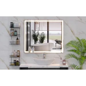 LED Bathroom Vanity Mirror Wall Mounted Adjustable White / Warm / Natural Lights Anti-Fog Touch Swit