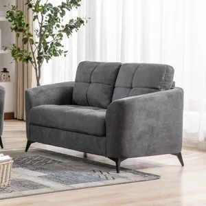 Callie - Woven Fabric Loveseat - Gray