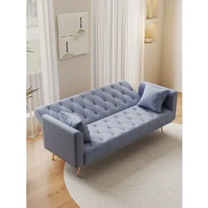 Convertible Double Folding Living Room Sofa Bed - Gray