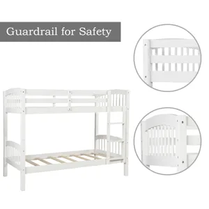 80.51\" Twin Over Twin Bunk Bed With Ladder - White