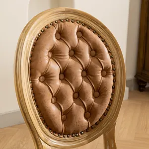 French Style Solid Wood Frame Antique Painting, Hand-Pulled Buckle Decoration PU Artificial Leather 