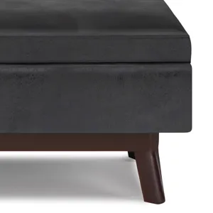 Owen - Small Rectangular Storage Ottoman - Distressed Black