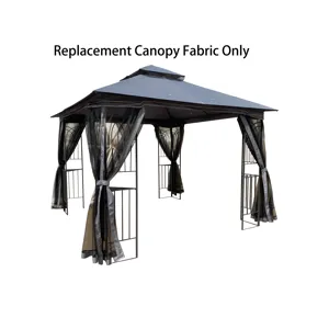 Patio Double Roof Gazebo Replacement Canopy Top Fabric - Gray