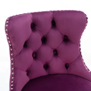 Swivel Velvet Barstools, Adjusatble Seat Height 1712PP (Set of 2) - Purple