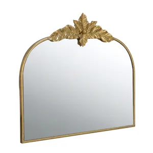 Arched Mirror With Metal Frame, Wall Mounted Mirror For Living Room Bedrrom - Gold