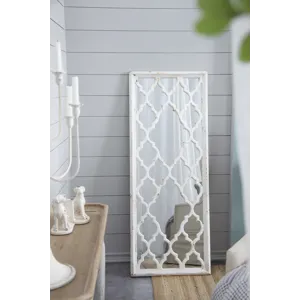 Distressed Floor Mirror, Full Body Mirror For Bathroom Bedroom Living Room - White