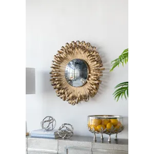 Sunburst Design Wall Mirror Decorative For Entryway, Modern Living Room - Golden