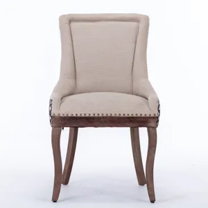 Ultra Side Dining Chair, Thickened Fabric Chairs With Neutrally Toned Solid Wood Legs, Bronze Nail H