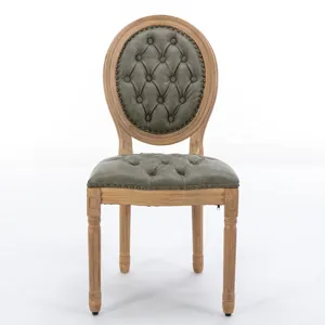 French Style Solid Wood Frame Antique Painting, Hand-Pulled Buckle Decoration PU Artificial Leather 